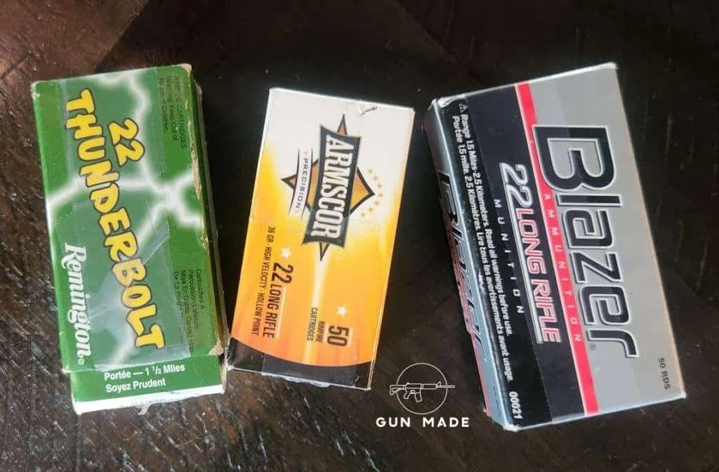 Remington Thunderbolt 40 Grain / 1255 FPS, and Armscor 36 Grain / 1247 FPS, and CCI Blazer 40 Grain / 1255 FPS