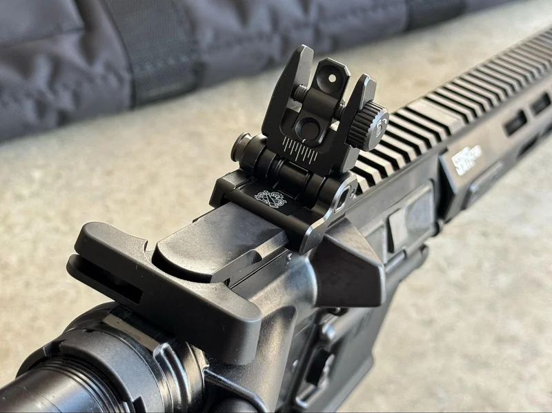 Receiver view of Springfield Armory Saint Victor 5.56 Pistol showing selector switch and B5 Systems grip