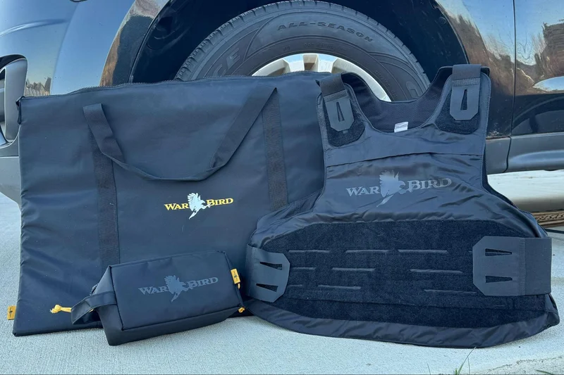 Close-up image of WarBird’s premium packaging for the SkyFlex IIIA Armor System