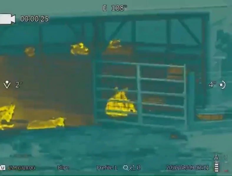 The same cattle pen at night in the Blue palette on the Goyojo GRS225RF