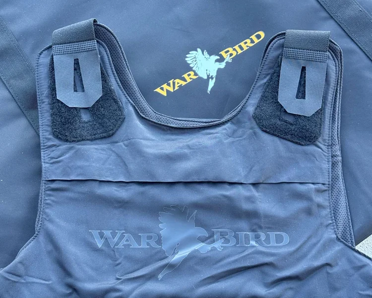 Front and back view of the WarBird SkyFlex IIIA Armor worn under casual clothing