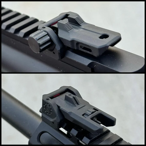 Unique design of Strike Industries Polymer Backup Sights with additional backup feature